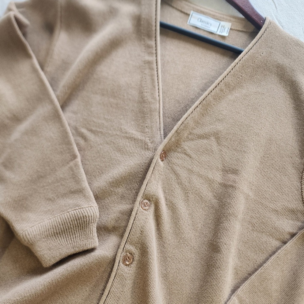 Vintage 90s classics by palmland tan cardigan sweater L eclectic grandpa skater